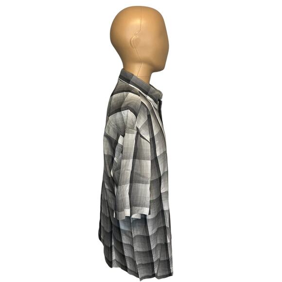 Phat Farm Woven Button Down 100% Cotton Mens Size 2XL Black/White/Gray Checkered - Picture 5 of 11